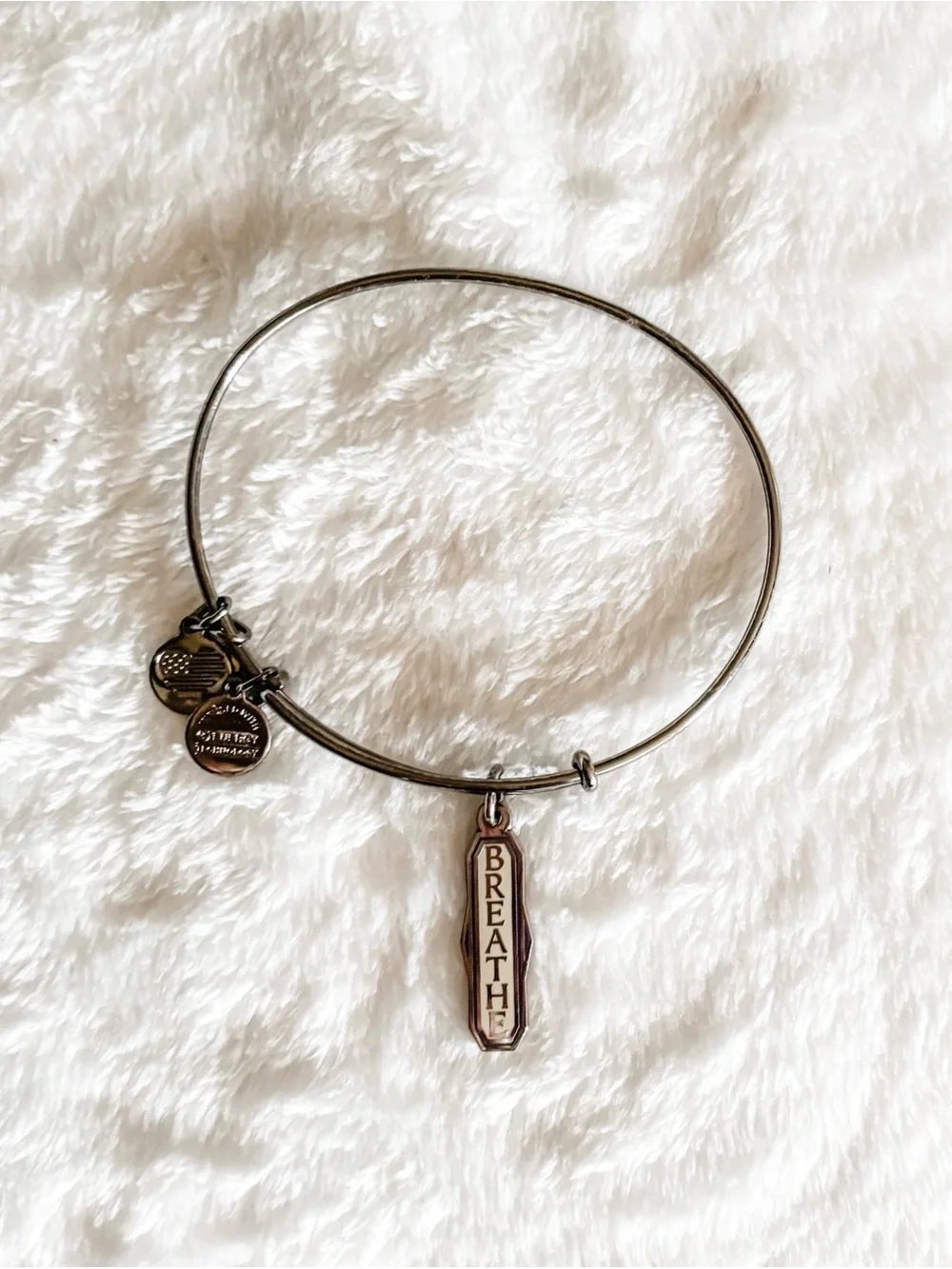 Alex and Ani 'BREATHE' Adjustable Charm Bracelet - Midnight Silver (Black)
